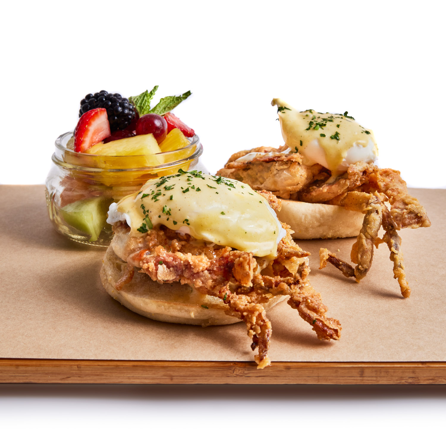 Order Soft Shell Crab Benedict food online from Steins Beer Garden & Restaurant store, Mountain View on bringmethat.com