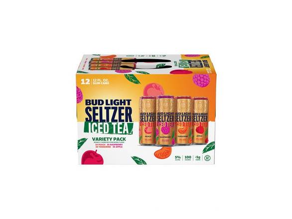 Order Bud Light Seltzer Peach, Raspberry, Tangerine & Apple Iced Tea Variety Pack - 24x 12oz Cans food online from Goody Goody Liquor Parent store, Dallas on bringmethat.com