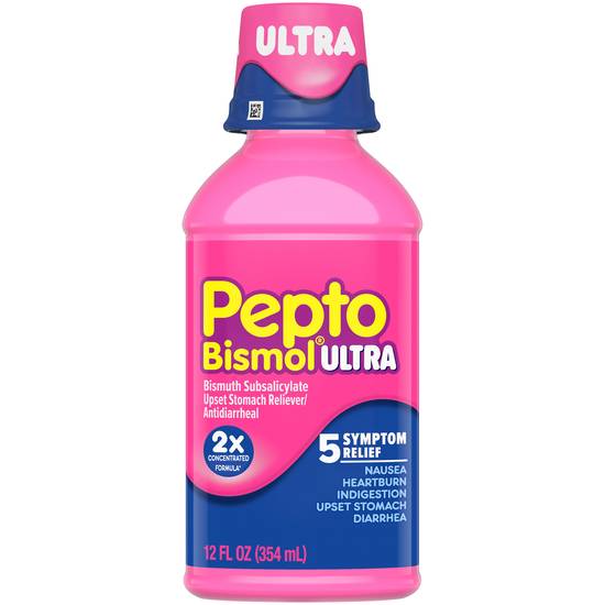 Order Pepto Bismol Ultra Liquid 5 Symptom Relief (12 oz) food online from Rite Aid store, Sandusky County on bringmethat.com