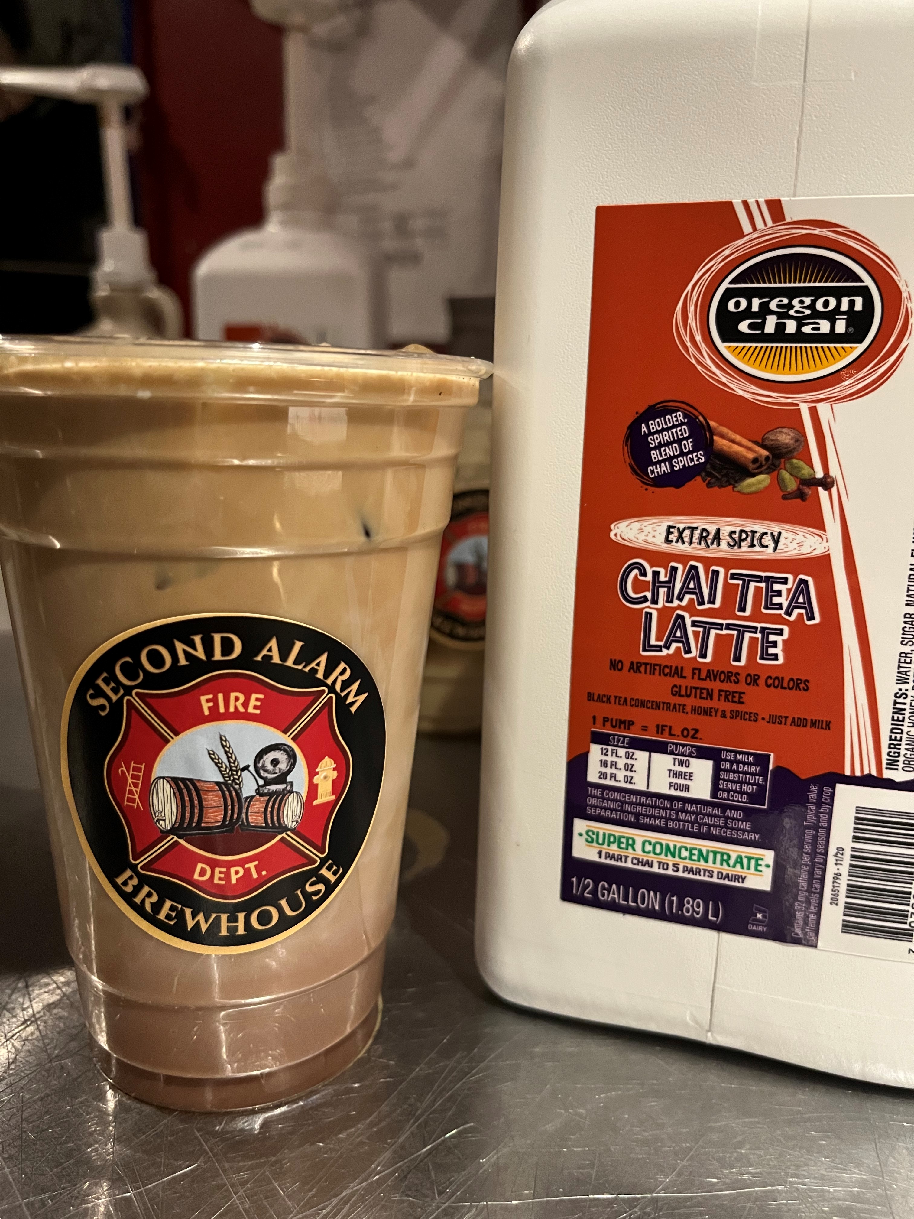 Order Dirty Chai Iced Latte food online from Second Alarm Brewhouse store, Pasadena on bringmethat.com