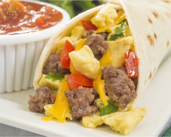 Order Sausage Breakfast Burrito food online from The Mexican Taqueria store, Long Beach on bringmethat.com