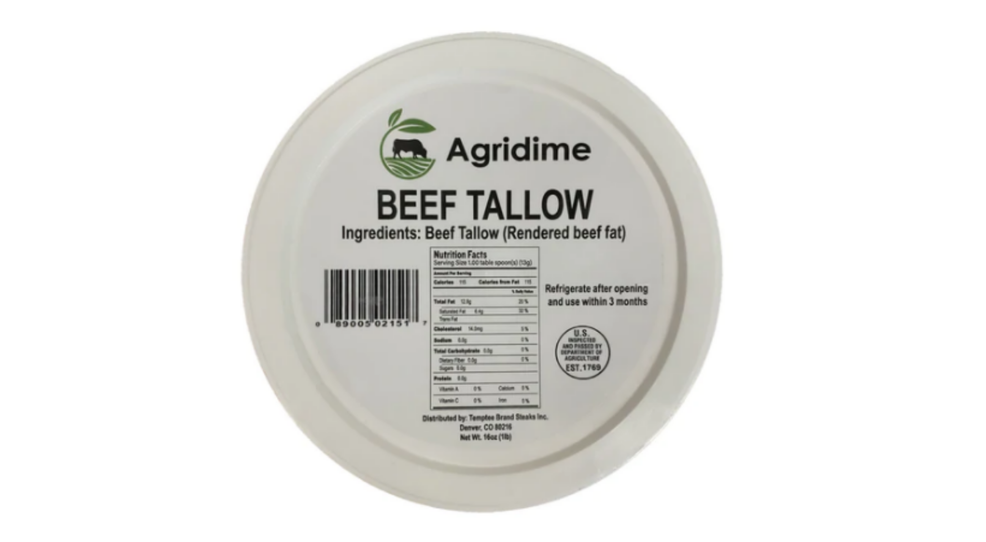 Order Beef Tallow (Rendered Beef Fat) 1 lb food online from Agridime Meats store, Gilbert on bringmethat.com