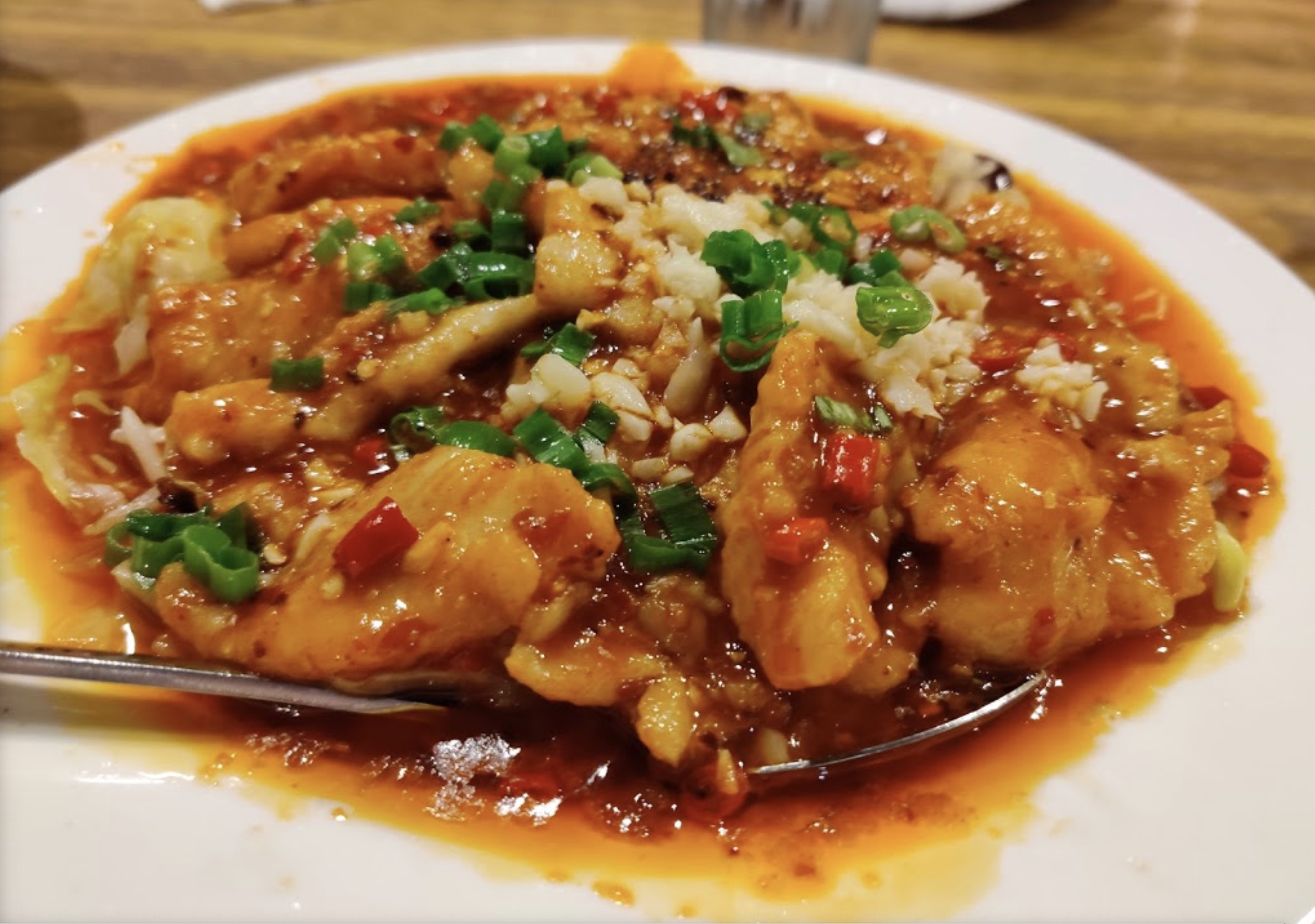 Order [GF] Fish Drizzled with Szechuan Pepper Sauce food online from Wanna Bao store, Houston TX on bringmethat.com