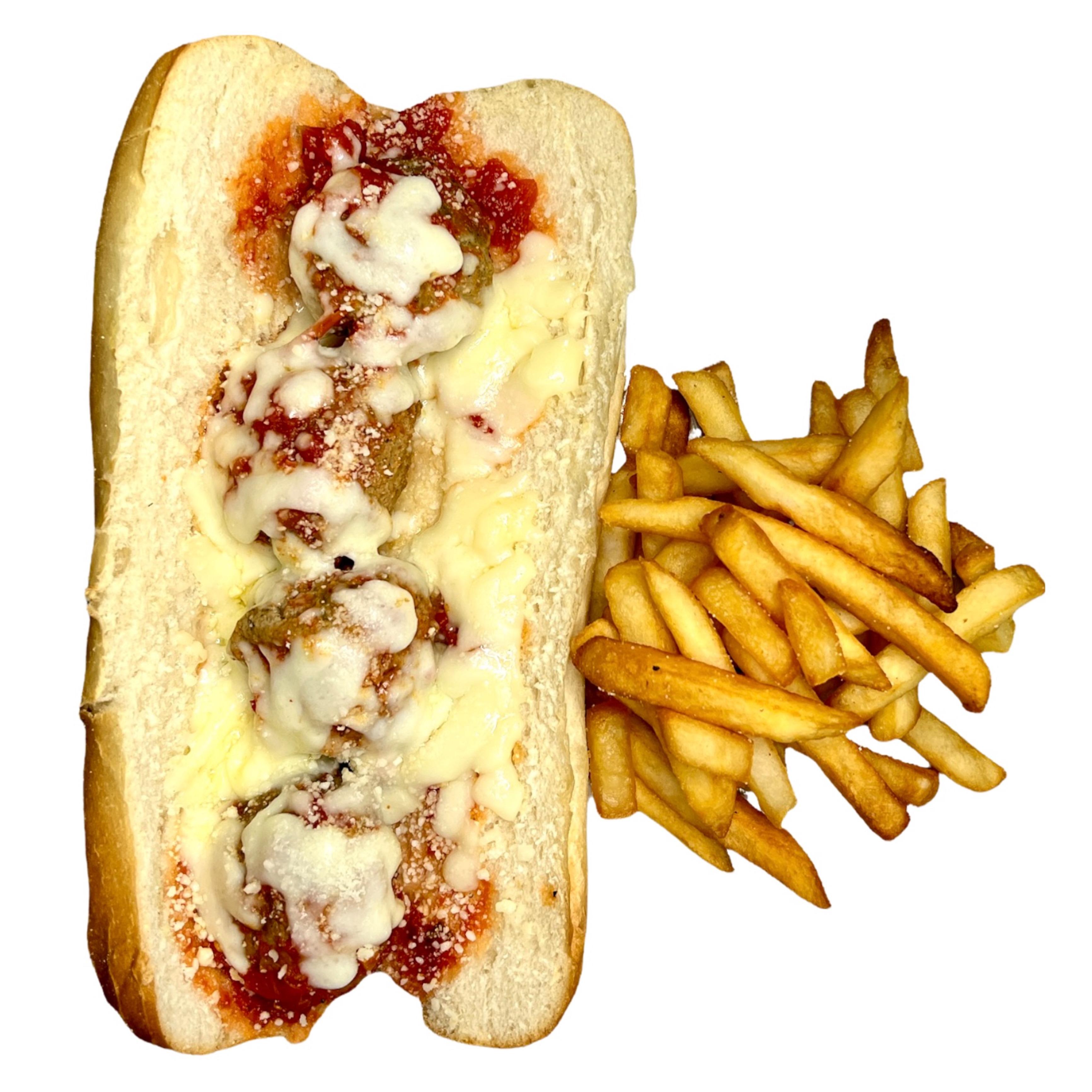 Order Meatball Parmesan Sub food online from Enzos Pizza store, Tucker on bringmethat.com