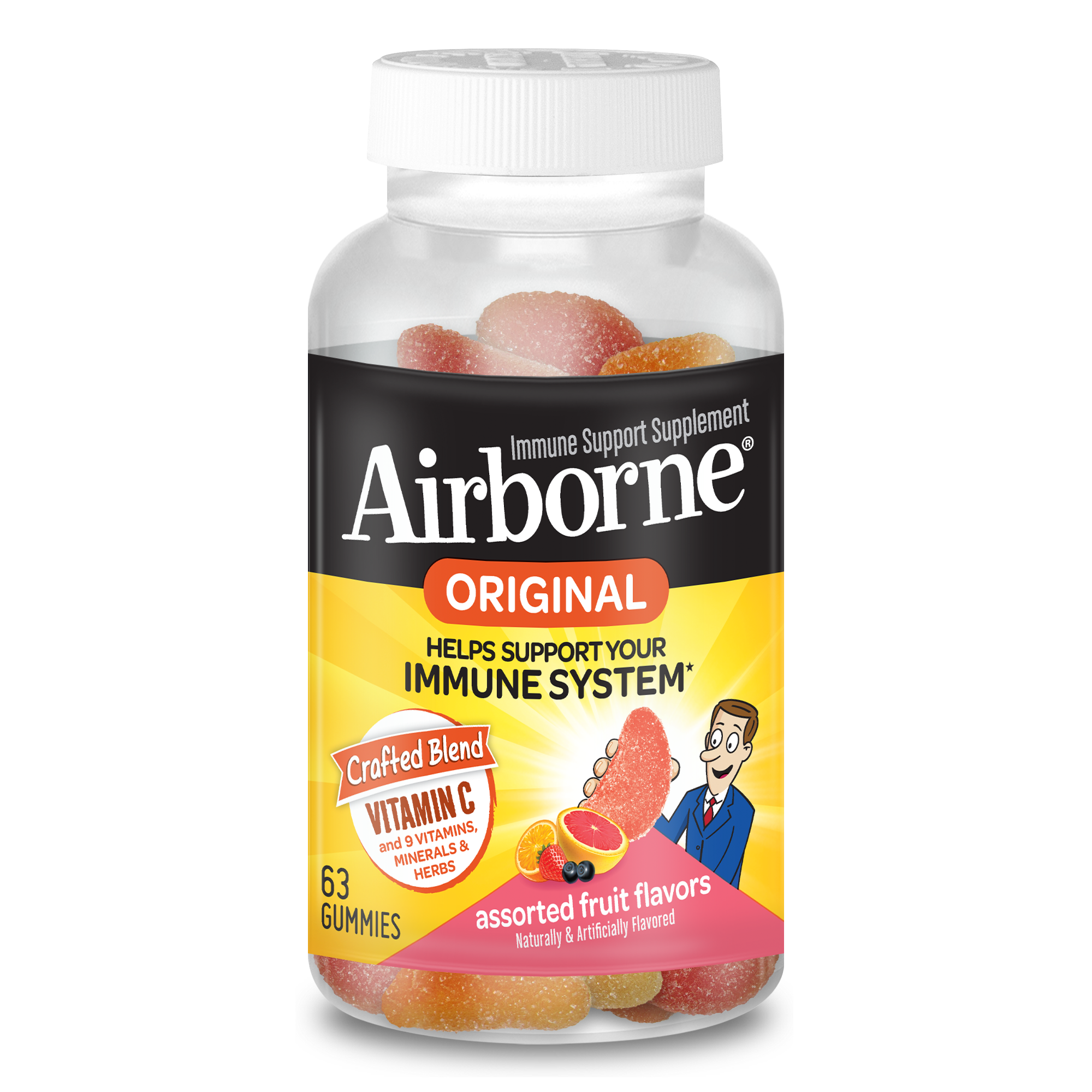 Order Airborne Immune Support Supplement Gummies, Assorted Fruit - 63 ct food online from Rite Aid store, Redwood City on bringmethat.com