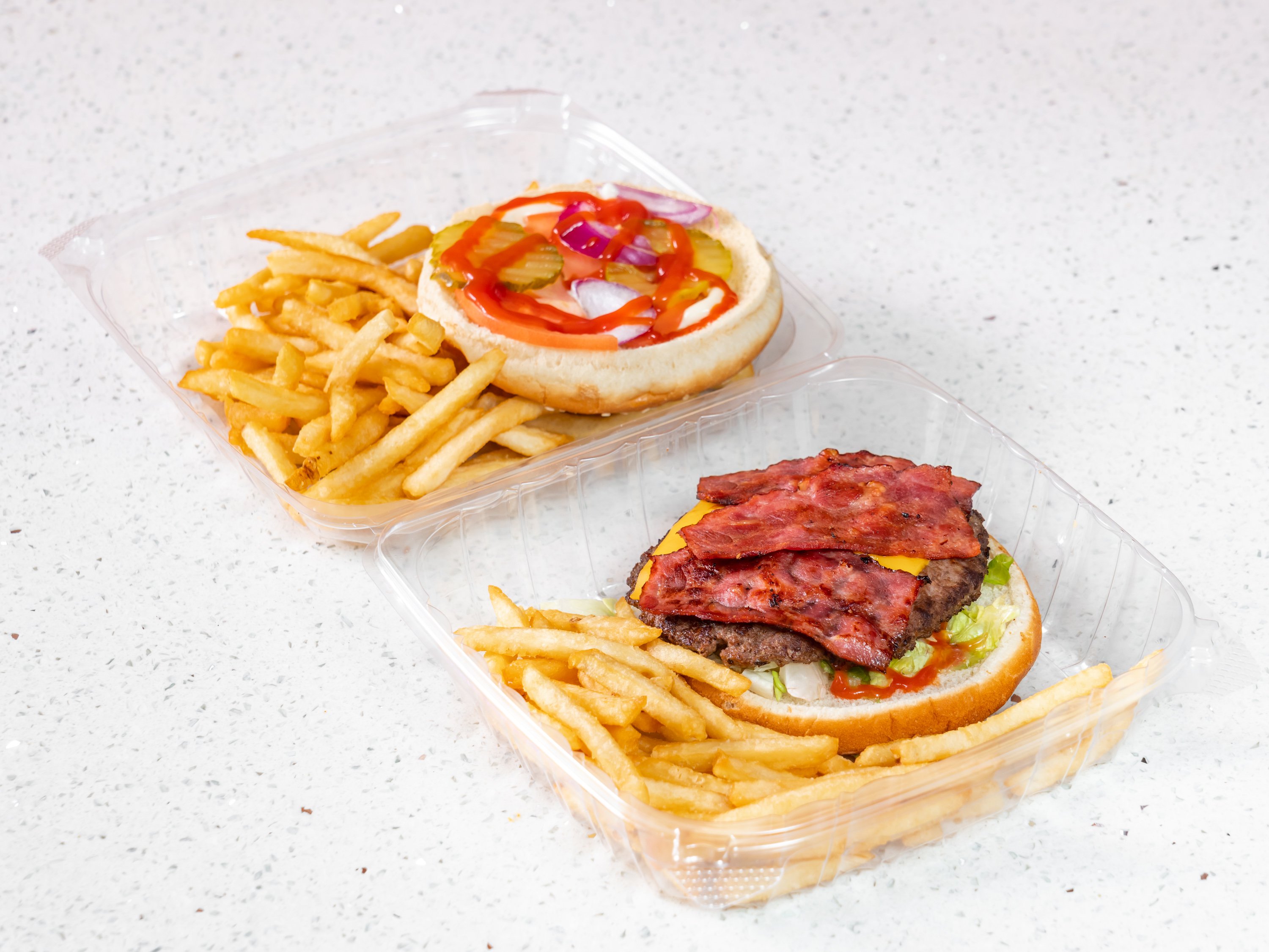 Order Bacon Cheeseburger with Fries and Can Soda Special  food online from Vinn's Mini Mart store, Jamaica on bringmethat.com