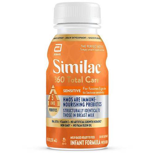 Order Similac 360 Total Care Sensitive Infant Formula, Ready-to-Feed Bottle - 8.0 fl oz x 6 pack food online from Walgreens store, Selden on bringmethat.com