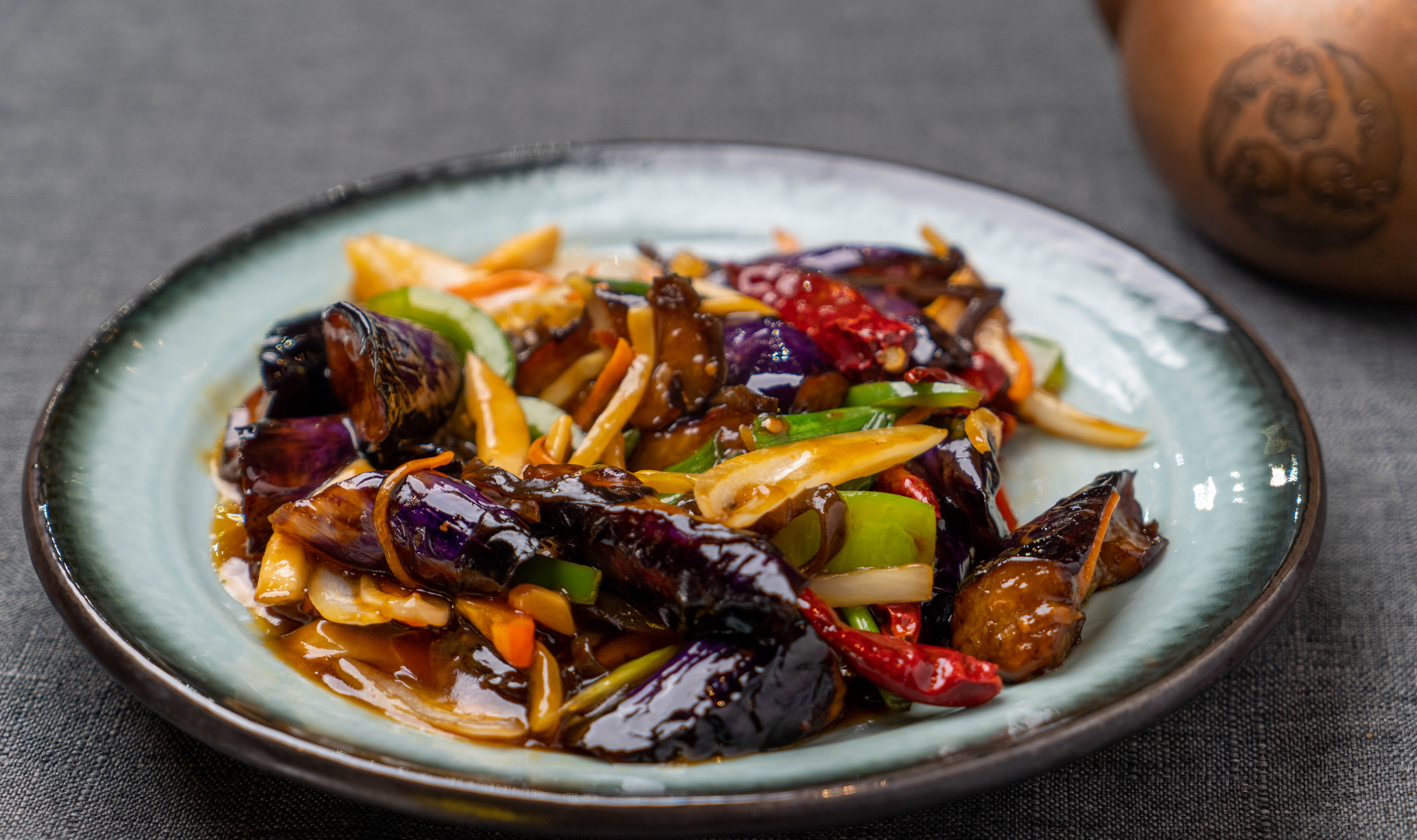 Order Spicy Eggplant food online from Osmanthus Dim Sum Lounge store, San Francisco on bringmethat.com
