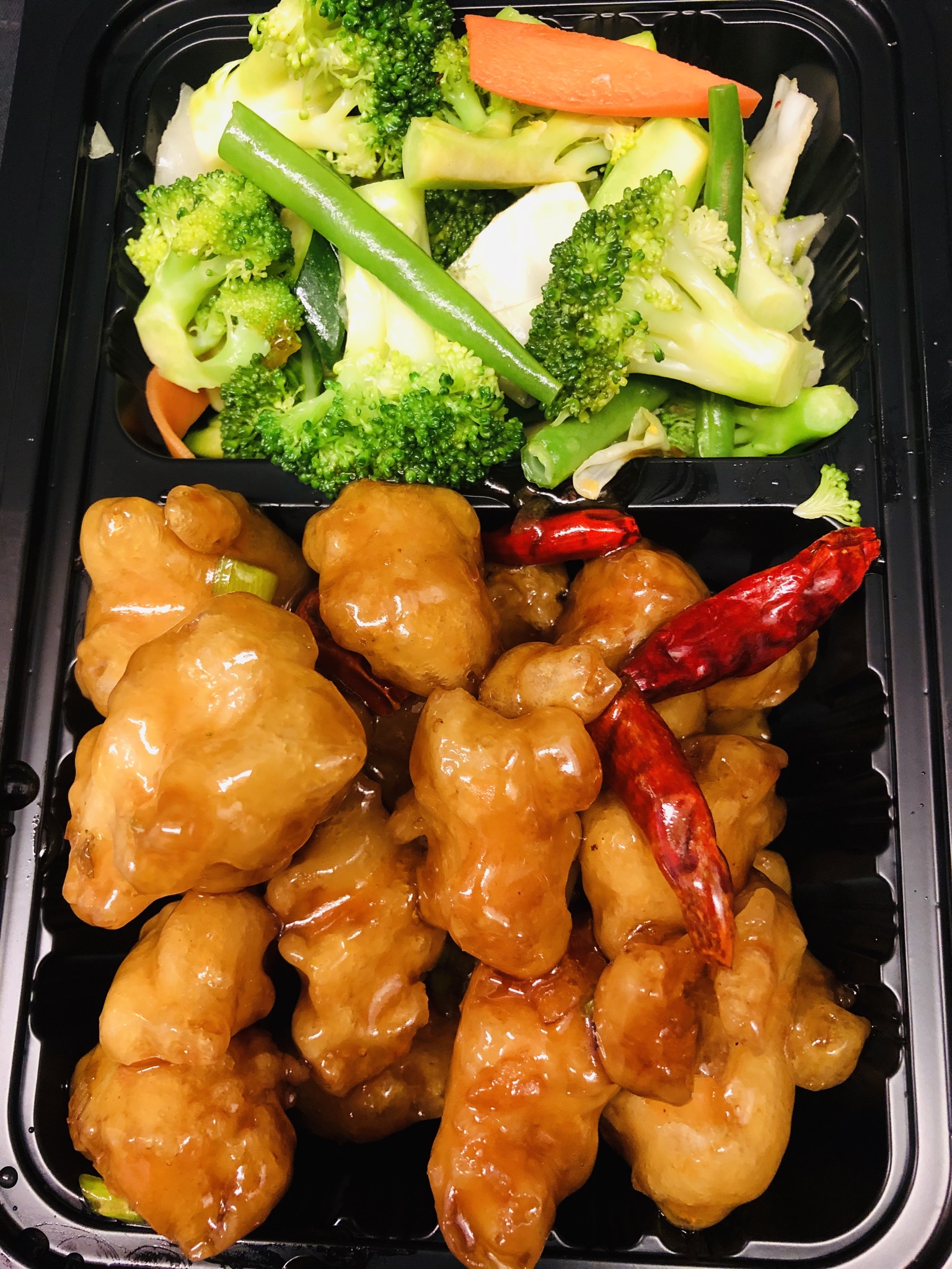 Order Orange Chicken Dinner food online from Pepper Asian Bistro II store, Denver on bringmethat.com