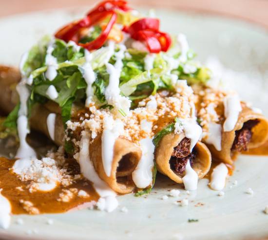 Order Flautas de Res food online from Fat Rosie Taco & Tequila Bar store, Lincolnshire on bringmethat.com