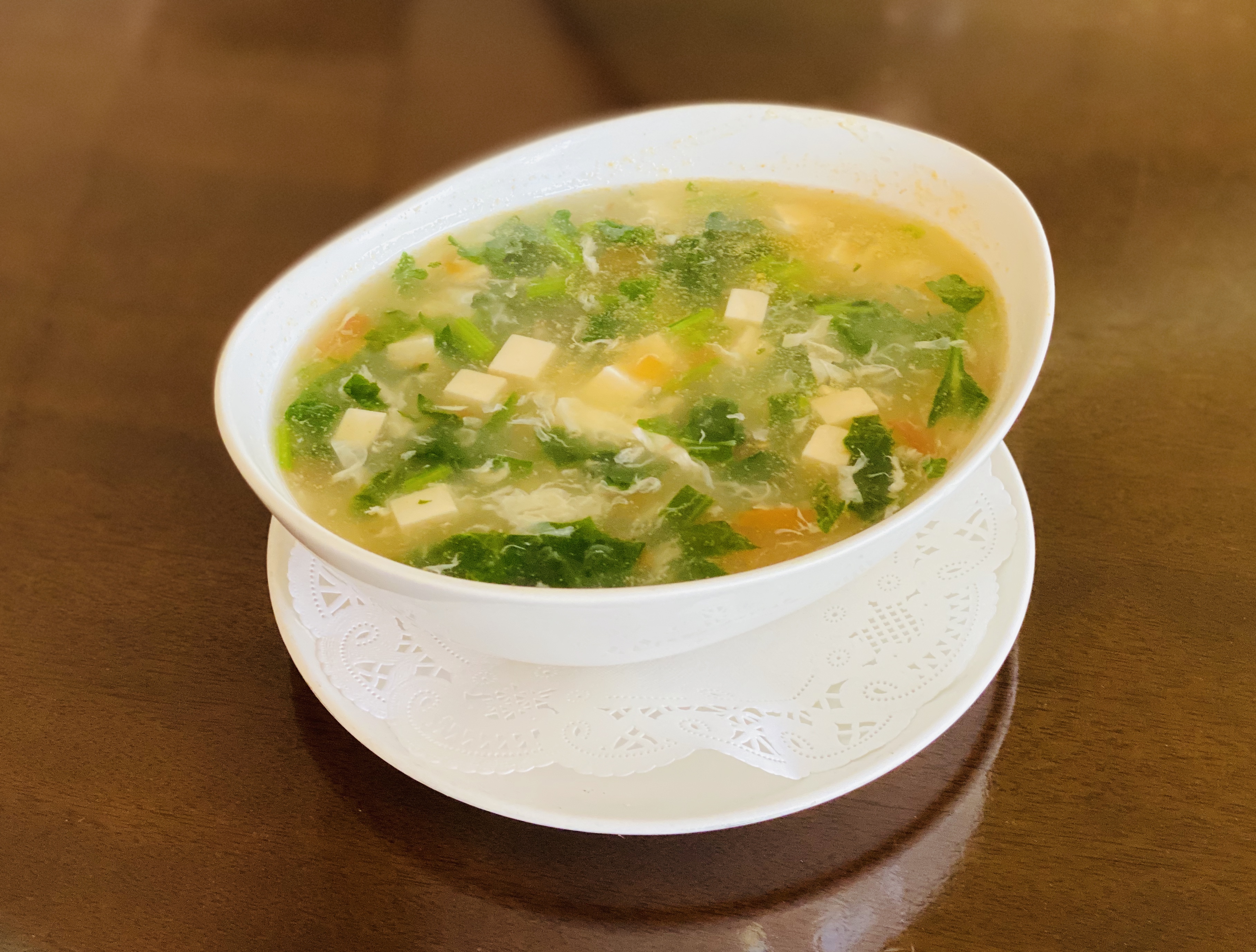 Order Vege Seafood Soup with Egg 翡翠羹 (有蛋) food online from Vege Paradise store, San Gabriel on bringmethat.com
