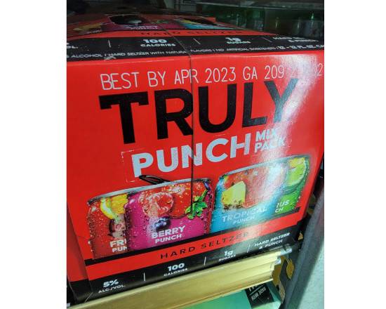Order TRULY PUNCHED (RED) 12PK. 12OZ. CANS  food online from Hub Market & Deli store, San Diego on bringmethat.com