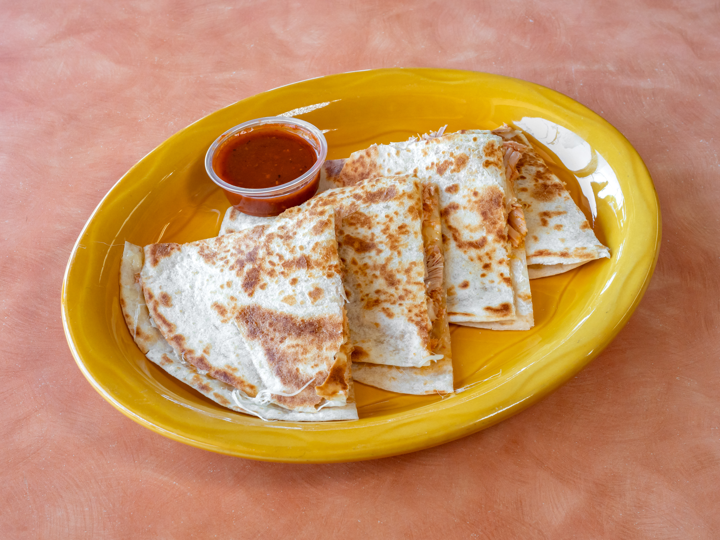 Order Flour Quesadilla with Meat food online from Burrito Factory store, San Jose on bringmethat.com