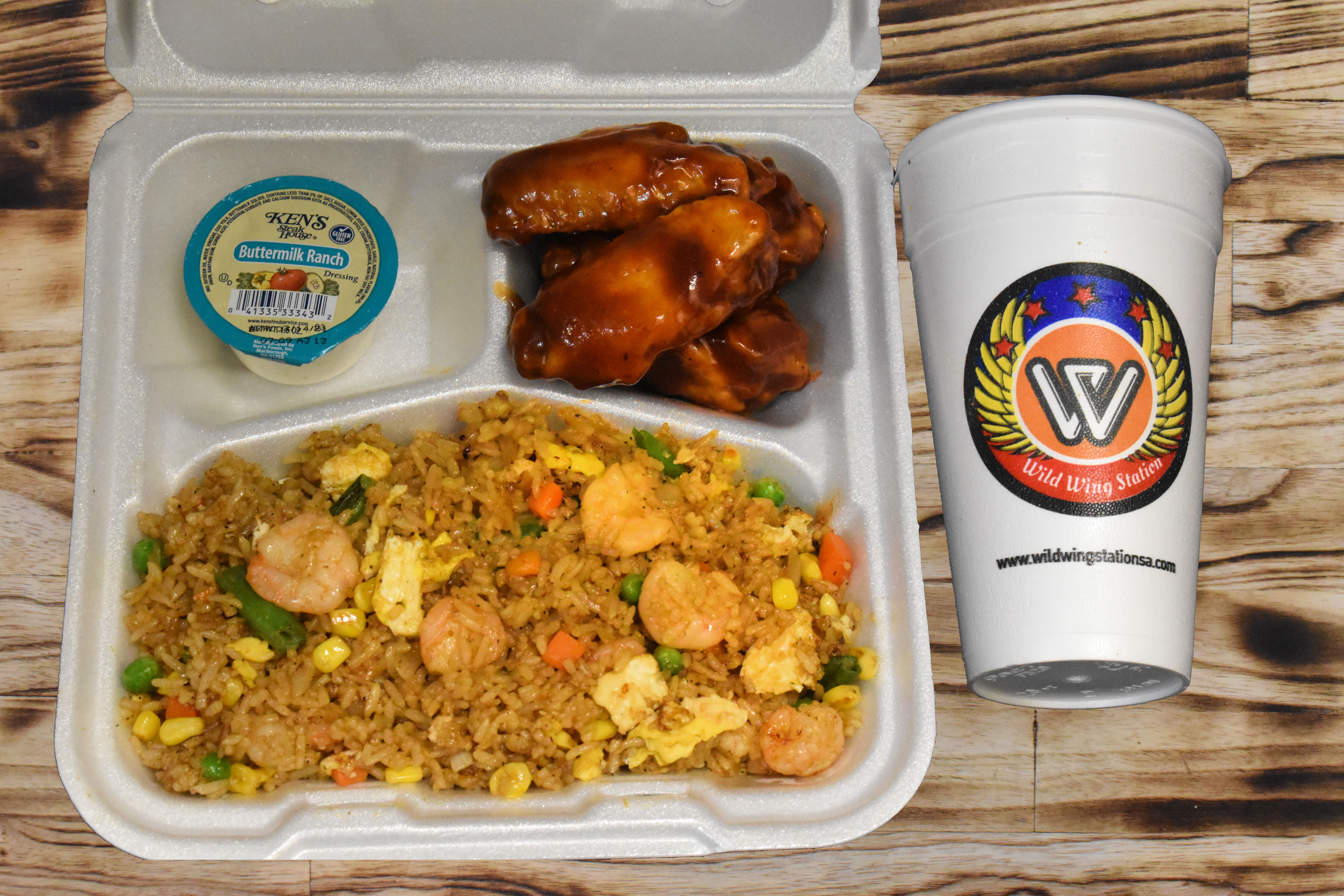 Order Rice with 5 Piece Wings and Drink food online from Wild Wing Station store, San Antonio on bringmethat.com