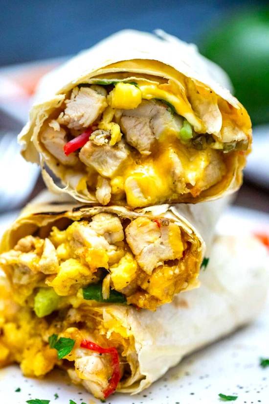 Order Grilled Chicken Eggs Burrito food online from Bagel Deli Cafe store, Clifton on bringmethat.com