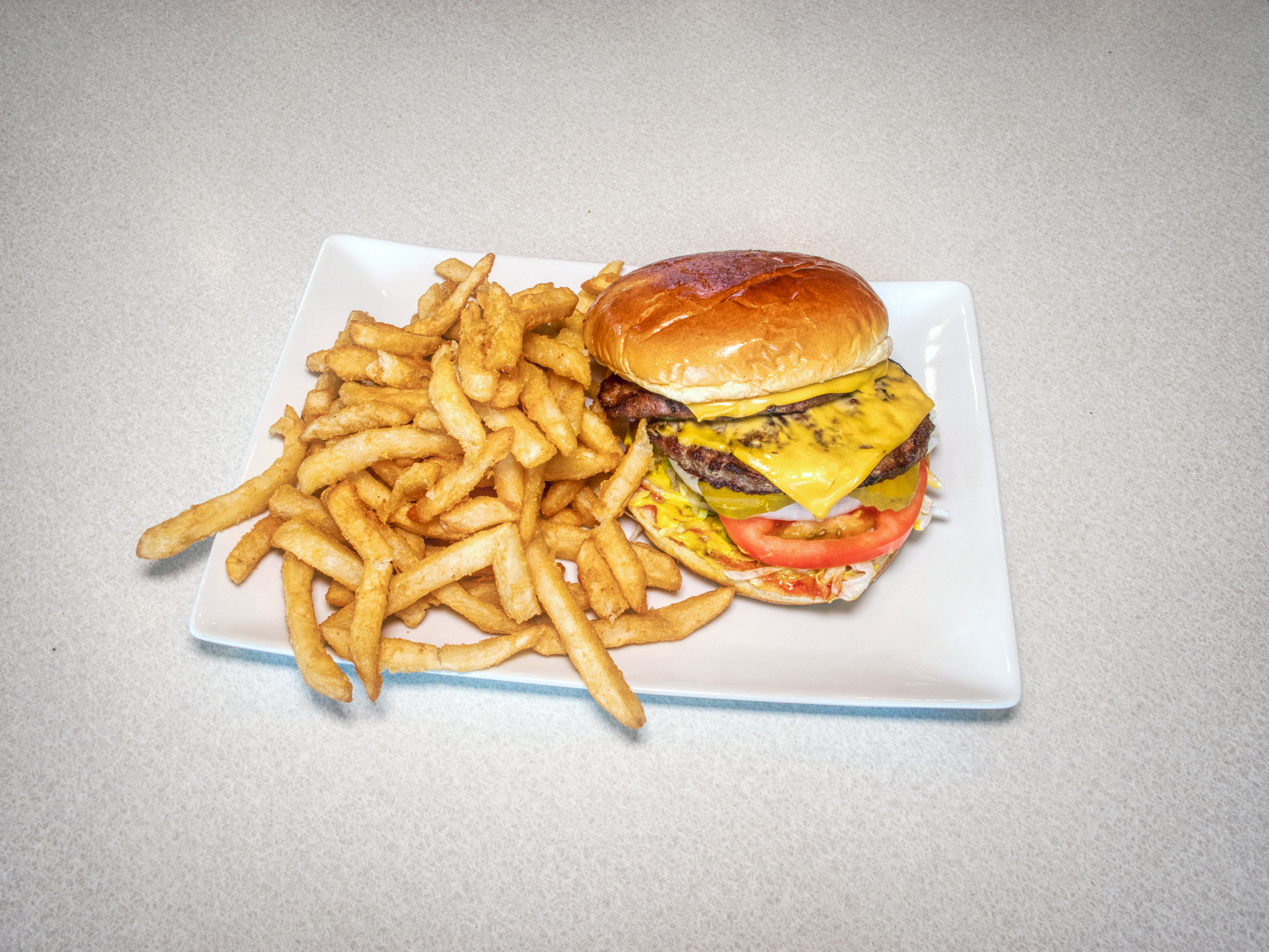 Order  1/2 lb. Double Cheeseburger food online from Nikkos Grecian Grill store, Mundelein on bringmethat.com