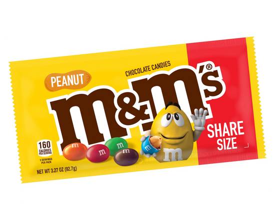 Order M&M's Peanut Chocolate Share Size (3.27 oz) food online from Checkout Food Stores #47 store, Houston on bringmethat.com