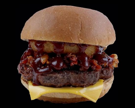 Order Bacon BBQ Burger (1/3 lb) food online from Eurogyro store, Hartville on bringmethat.com