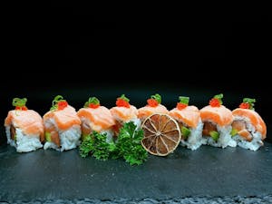 Order B16. Super Salmon Roll food online from Bengee Sushi store, Ontario on bringmethat.com