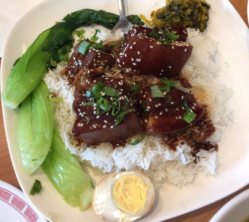 Order 红烧肉盖饭 Braised Pork Belly Over Rice food online from Zen Noodle Bar store, San Mateo on bringmethat.com