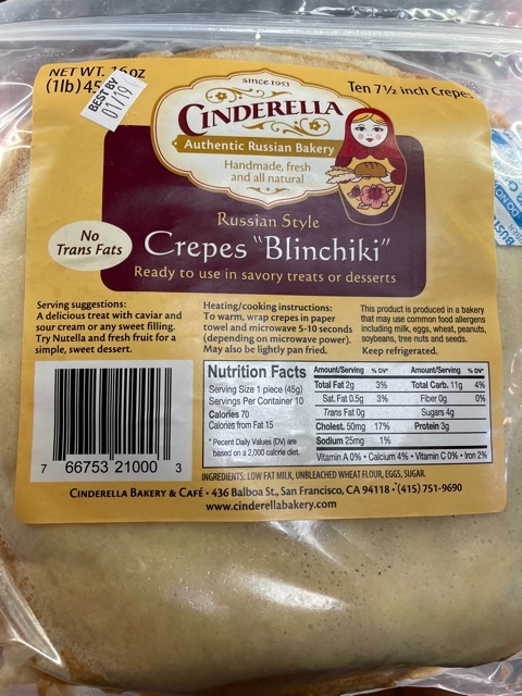 Order Blini food online from Cinderella Bakery & Cafe store, San Francisco on bringmethat.com