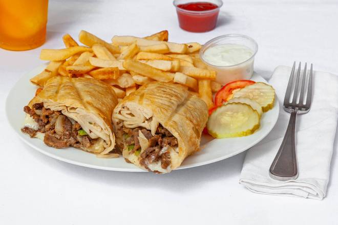 Order Crispy Philly Steak With Fries food online from Baba's Famous Steak and Lemonade store, Carol Stream on bringmethat.com