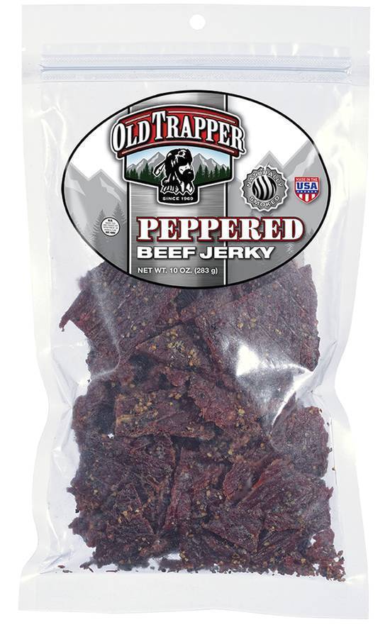 Order Old Trapper Beef Jerky Peppered (10 oz) food online from Ampm store, Hemet on bringmethat.com