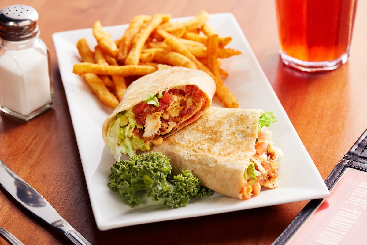 Order CHICKEN QUESO WRAP food online from Big Whiskey's American Restaurant & Bar store, Springfield on bringmethat.com