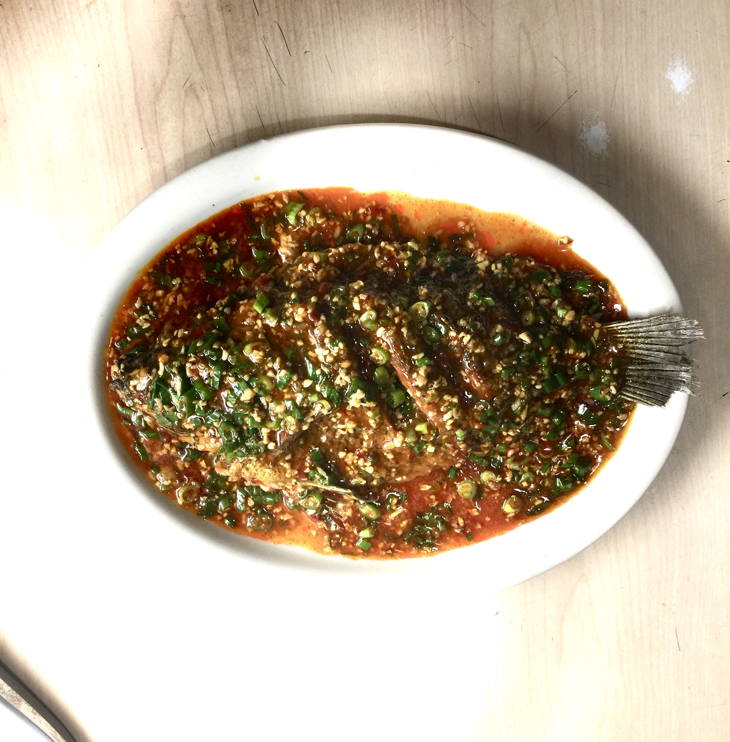 Order 122. Tilapia Fish with Chili Bean Sauce food online from M's Kitchen store, Artesia on bringmethat.com