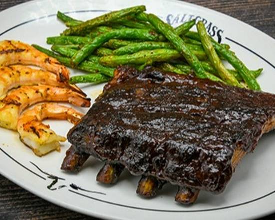 Order BBQ Pork Ribs & Shrimp food online from Saltgrass Steak House store, Humble on bringmethat.com