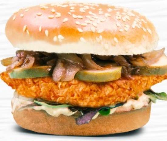 Order Frank's Red Hot Original™ Buffalo Chicken Burger food online from Burgerim store, Riverside on bringmethat.com