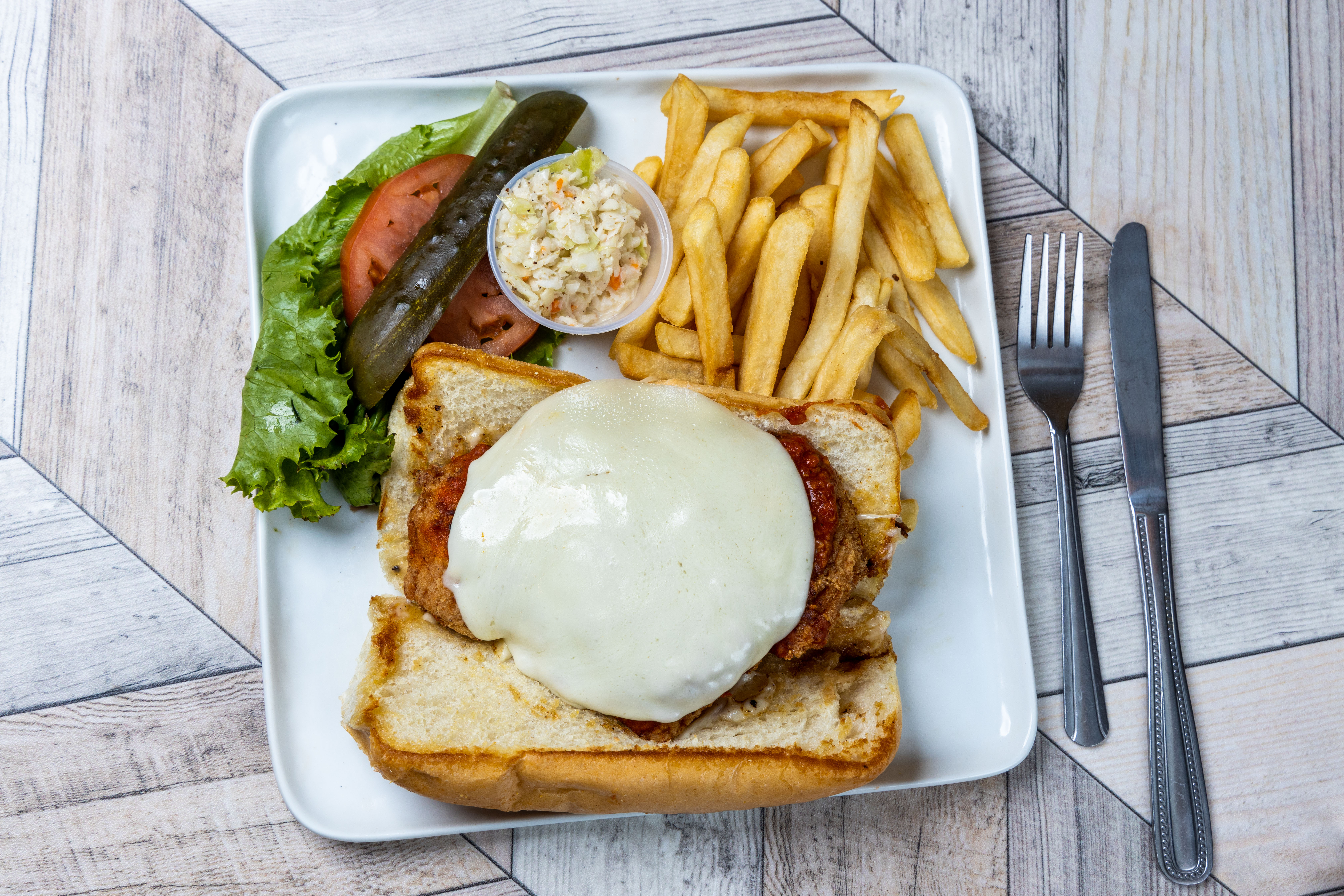 Order Italian Chicken Parmesan Sandwich food online from Top View Restaurant store, Chicago on bringmethat.com