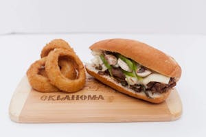 Order Philly Cheese Steak Sandwich food online from Bunny Onion Burgers store, Oklahoma City on bringmethat.com