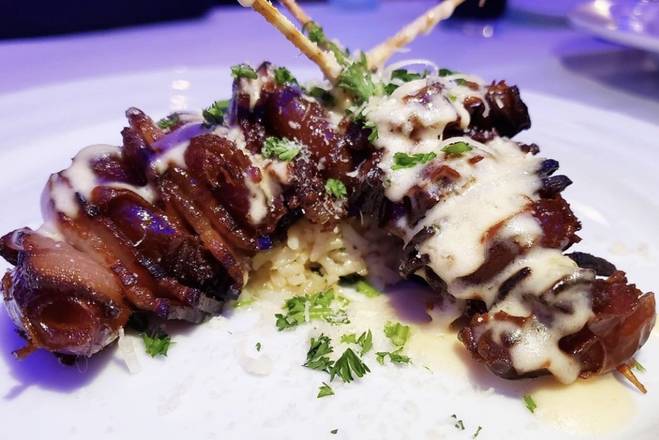 Order Bacon and Date Skewers food online from The Nest Restaurant store, Indian Wells on bringmethat.com