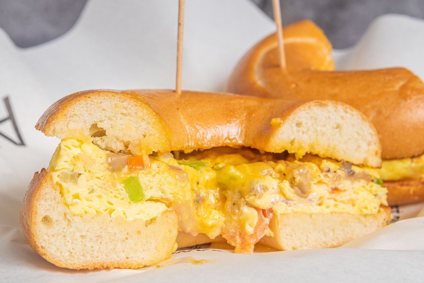 Order Egg, Cheddar, Veggies Omelette Sandwich food online from Avalon Bagels To Burgers store, Placentia on bringmethat.com