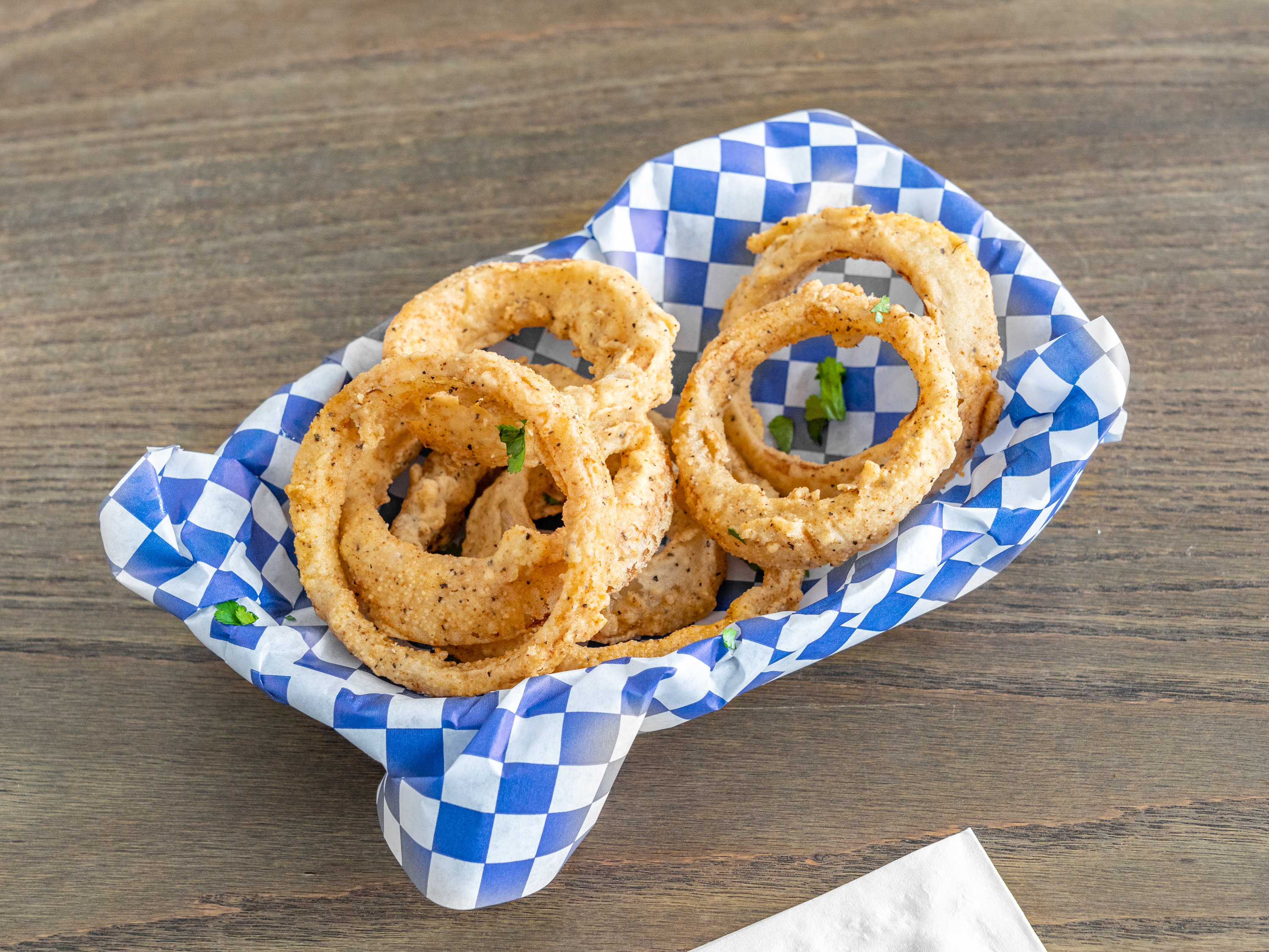 Order Hand Battered Onion Rings food online from Happy Day Cafe store, Live Oak on bringmethat.com