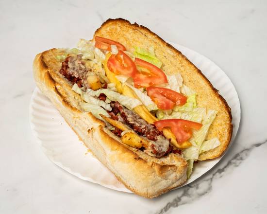 Order Chourico & Chip Sub food online from All Around Pizza store, New Bedford on bringmethat.com