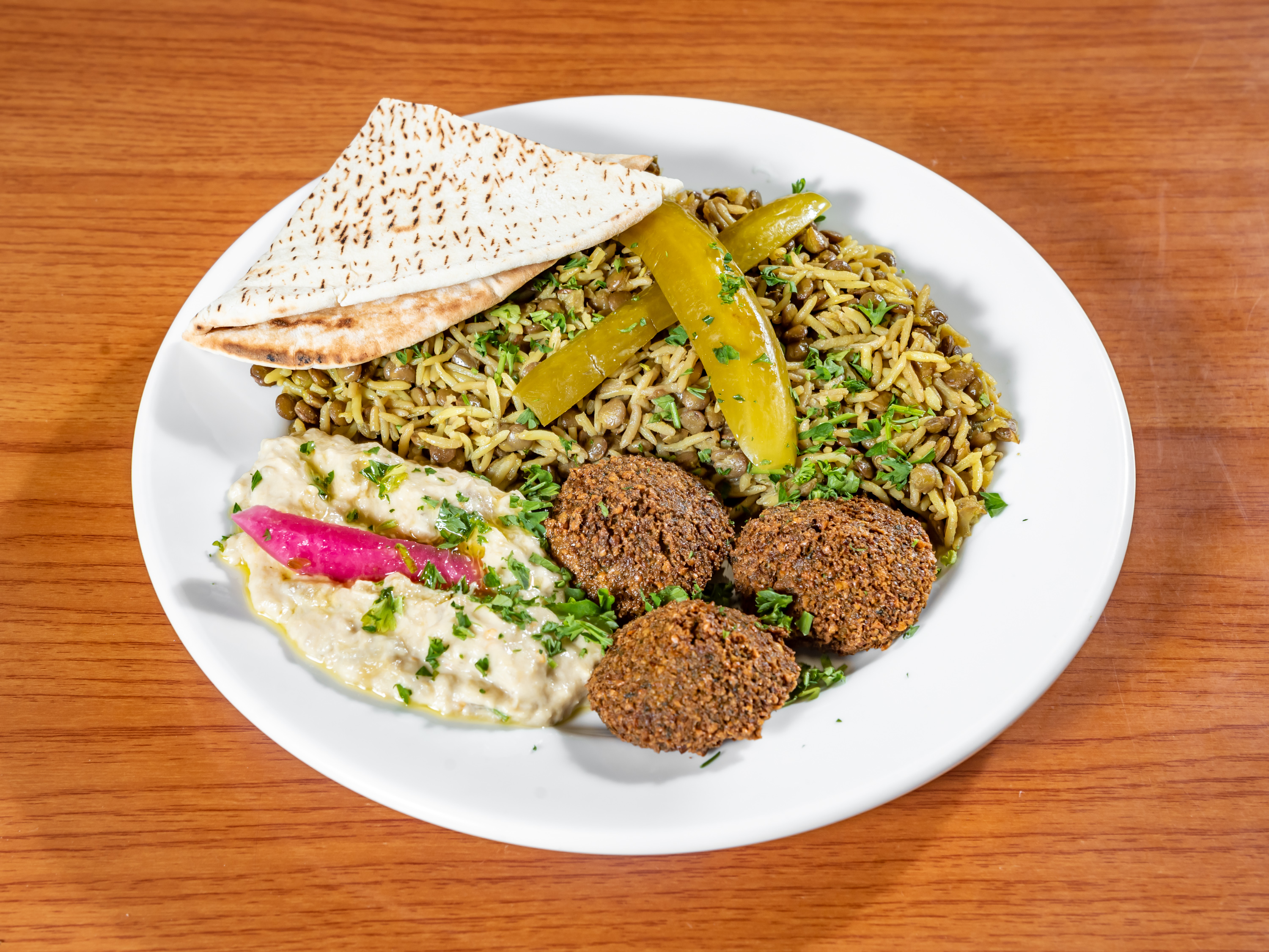 Order Jordanian Vegetarian Plate food online from Sahara Middle Eastern Eatery store, Albuquerque on bringmethat.com