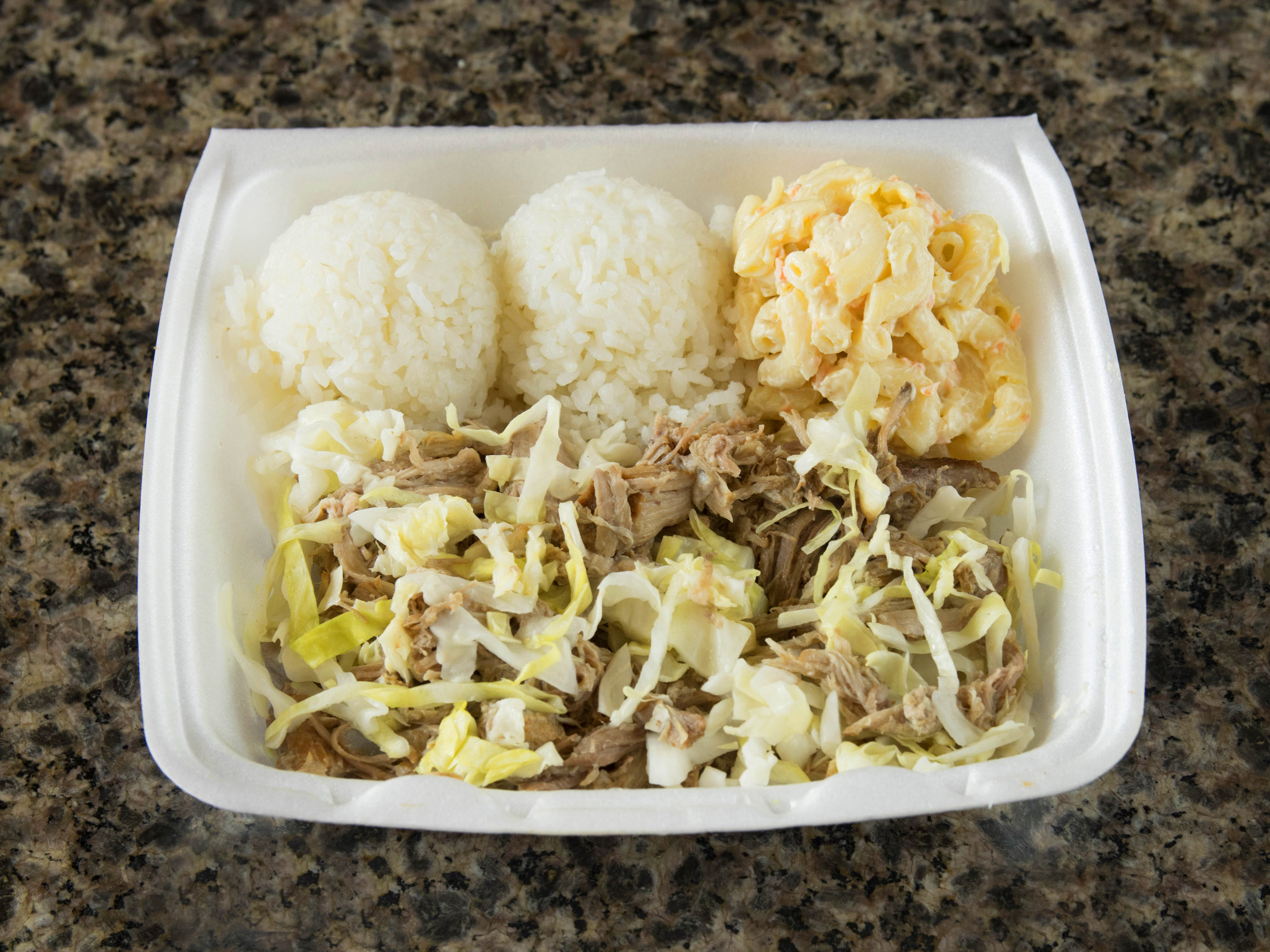 Order Kalua Pork with Cabbage Mini Plate food online from L&L Hawaiian Bbq store, San Diego on bringmethat.com