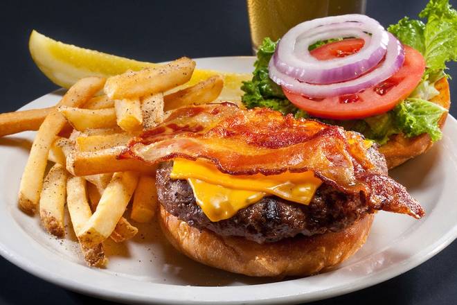 Order GF BACON & CHEDDAR BURGER food online from Glory Days Grill store, Brentsville on bringmethat.com