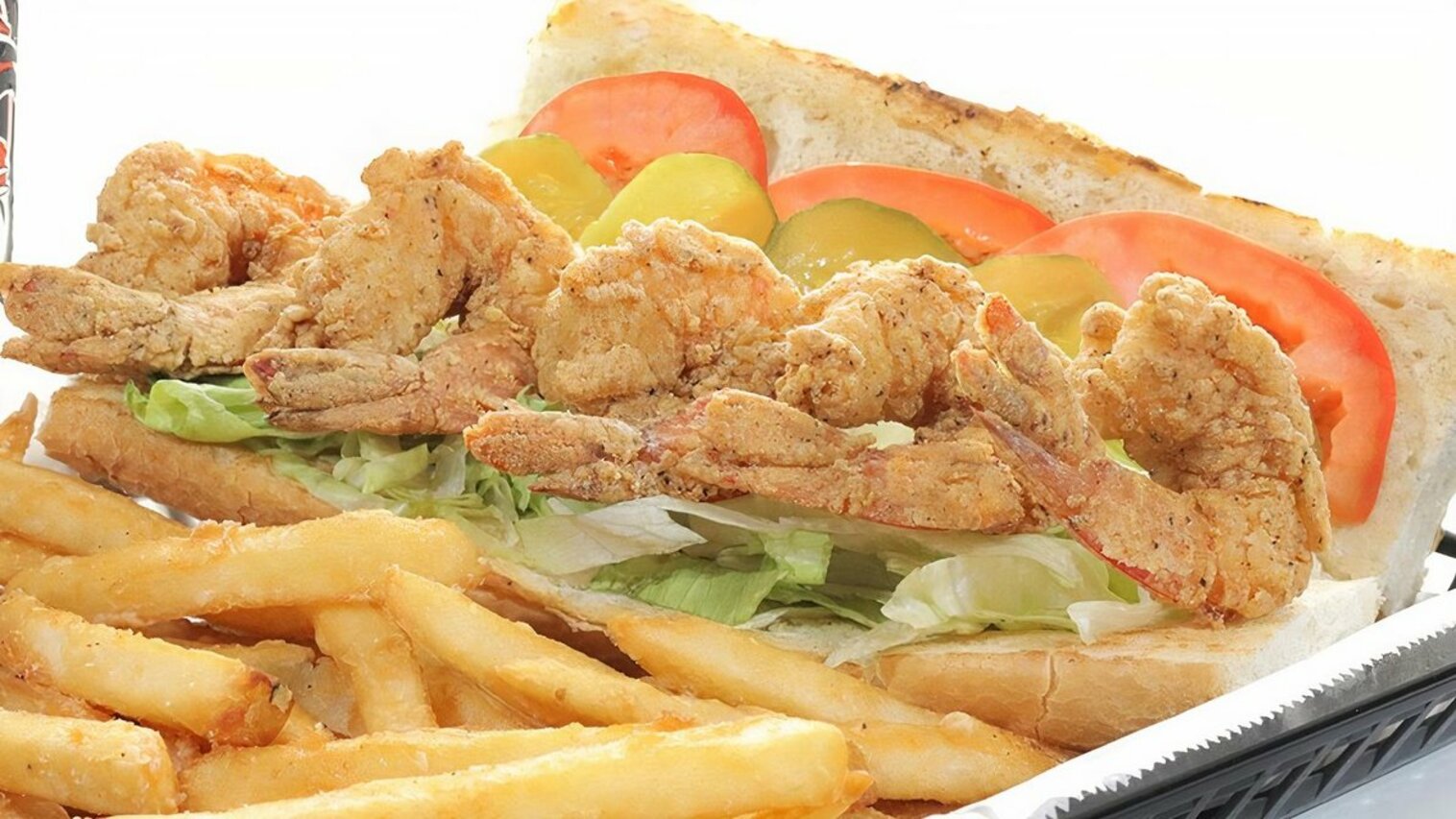 Order 8" Shrimp Po-Boy food online from The Station Seafood Co. store, Houston on bringmethat.com