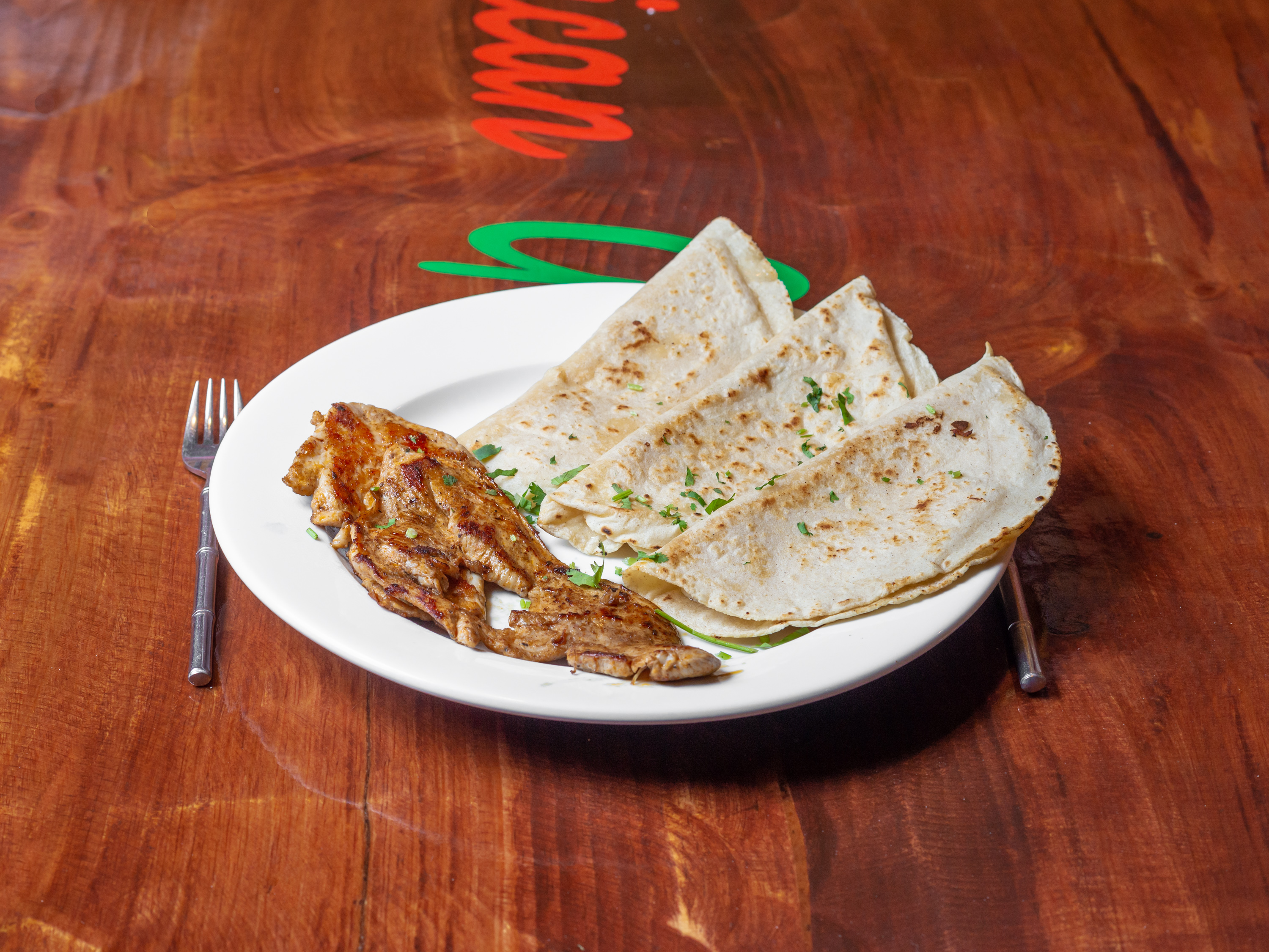 Order Quesadilla con Pollo  food online from Tacos Mexican Grill store, Irvington on bringmethat.com
