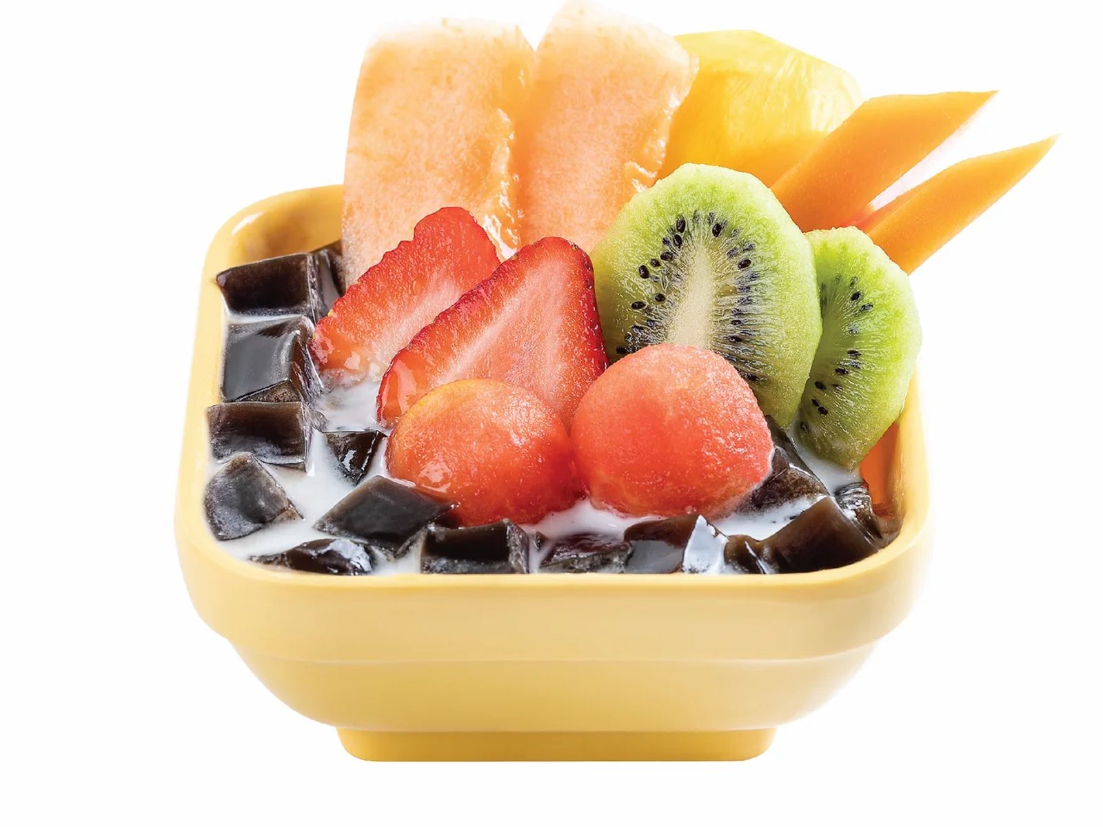Order T7. Mixed Fruits Grass Jelly/ Coconut Milk food online from Sweethoney Dessert store, Garden Grove on bringmethat.com