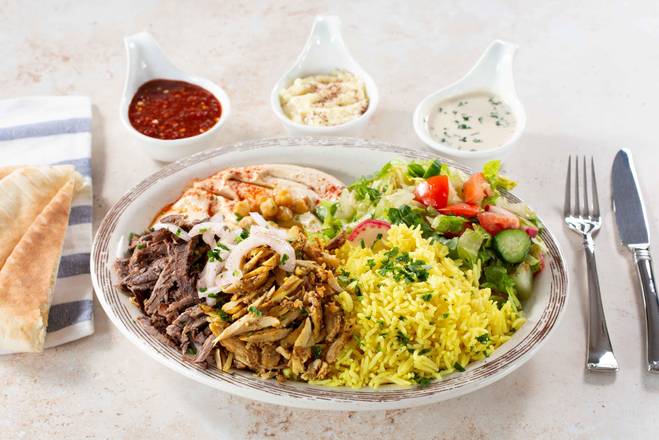 Order Mixed Shawarma Plate food online from Shawarma House store, Garden Grove on bringmethat.com