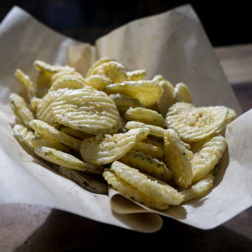 Order Fried Pickles food online from Roscoe's Smokehouse store, Burleson on bringmethat.com