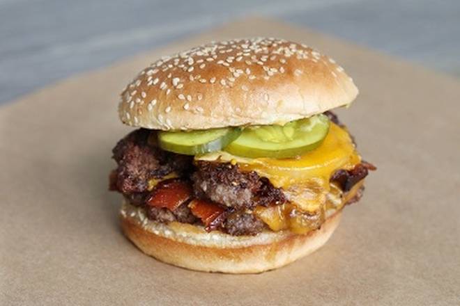 Order No. 6 - Double Bacon Cheeseburger food online from Farm Burger Decatur store, Decatur on bringmethat.com