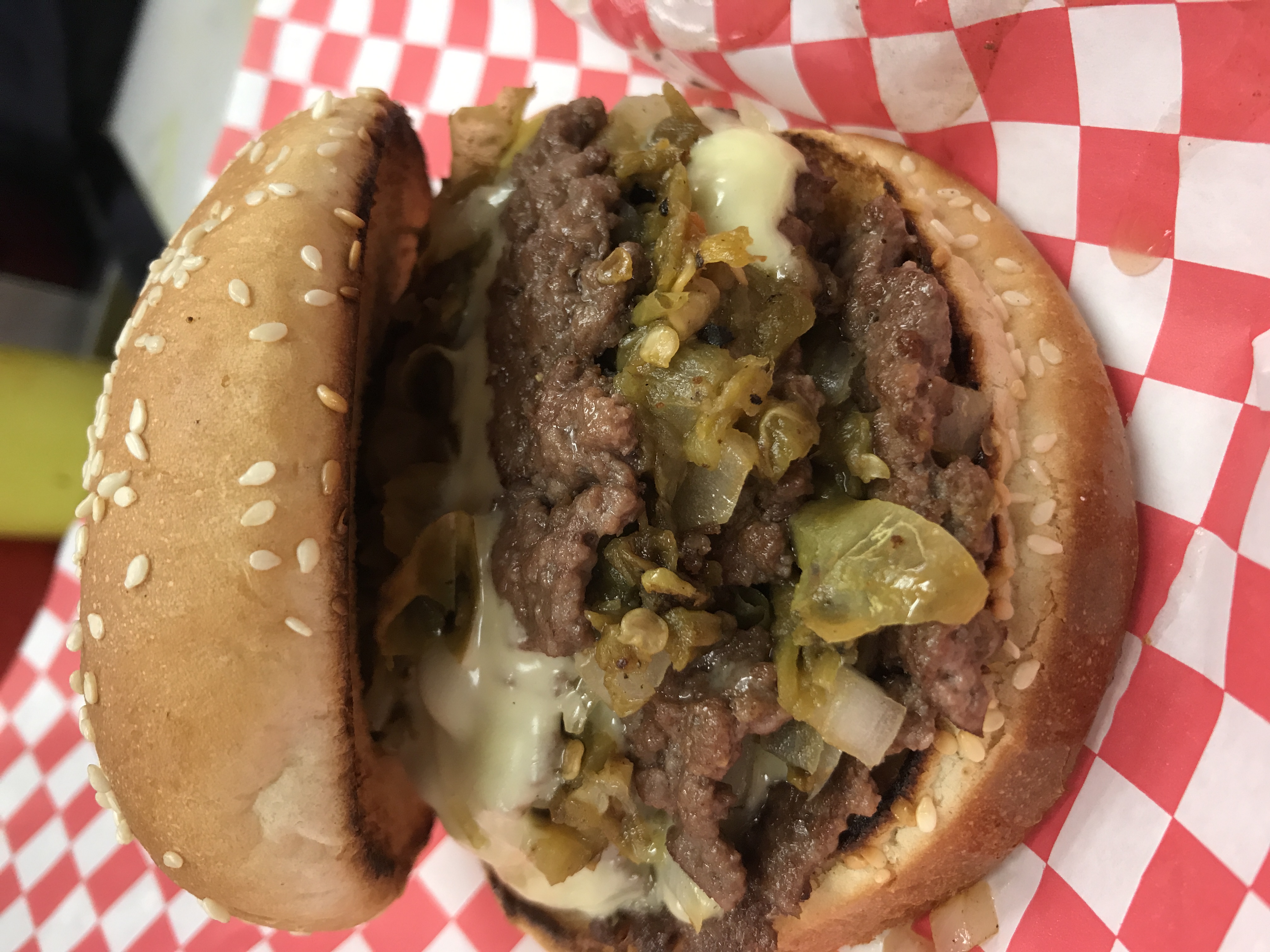 Order Green Chile Burger food online from Detroit Coney Grill store, Phoenix on bringmethat.com
