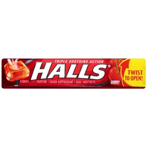 Order HALLS, Cherry Flavor Cough Drops, 9 Pcs food online from Exxon Food Mart store, Port Huron on bringmethat.com