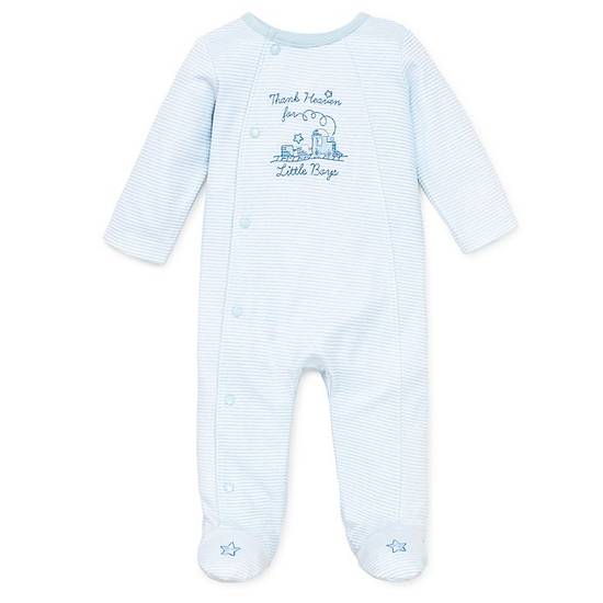 Order Little Me® Size Newborn Thank Heavens Footie in White/Skylight Blue food online from Bed Bath & Beyond store, Lancaster on bringmethat.com