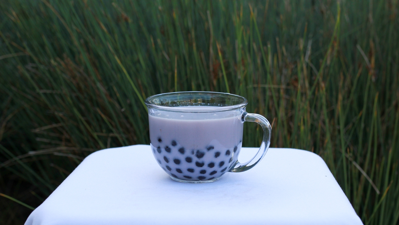 Order Taro Milk Tea, Hot (Medium) food online from Cha For Tea store, Irvine on bringmethat.com